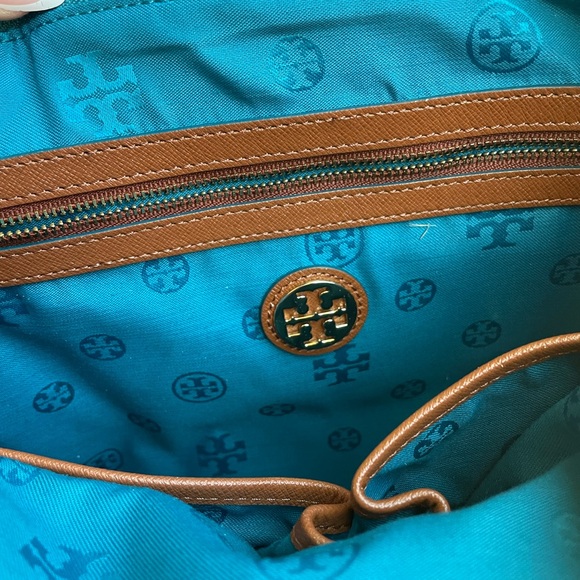 Tory Burch Teal Blue and Tan Tote Bag - Picture 2 of 11